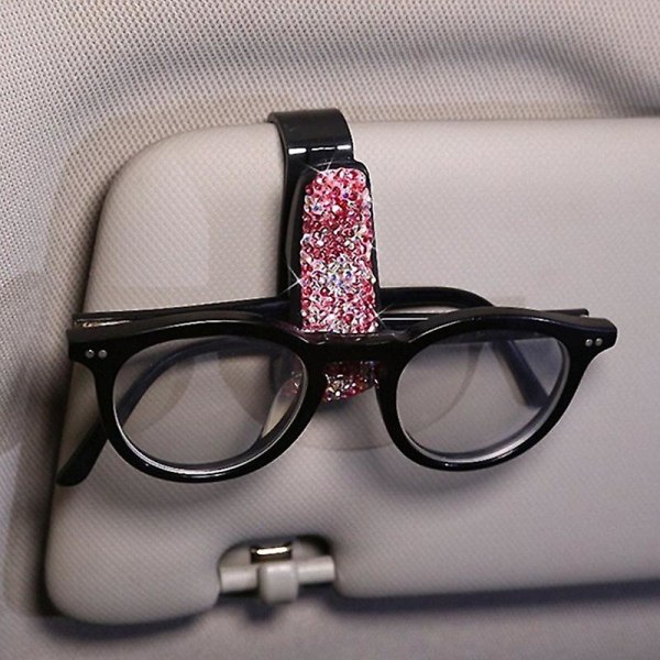 Blingbling Naisten tekojalokivi aurinkovisiiri lasit kiinnityspidike aurinkolasit silmälasipidike kannettava pidike Auton koristeena (FMY)