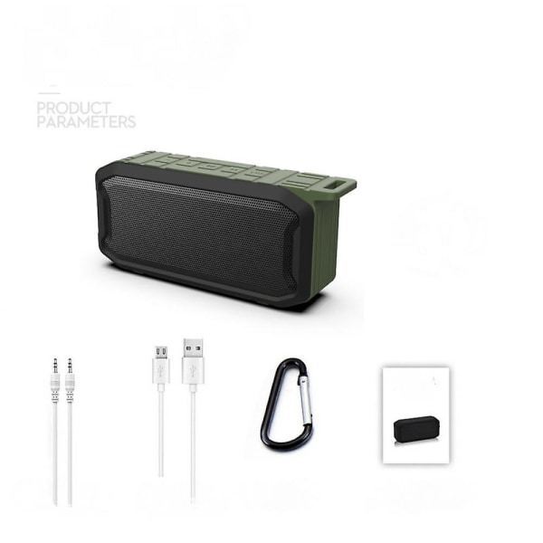 Trådløs Bluetooth Stereo Bærbar Højttaler Stødsikker Ipx7 vandtæt højttaler med bas (grøn) (FMY)