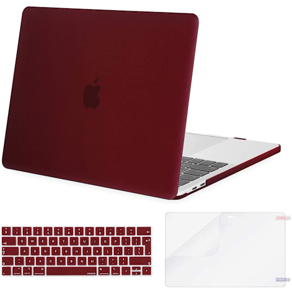 Marsala Röd Kompatibel med Macbook Pro 13 Tums Fodral 2016-2020 Utgåva A2338 M1 A2289 A2251 A2159 A1989 A1706 A1708, Plast Hårdfodral & Tangentbordsskydd (FMY)