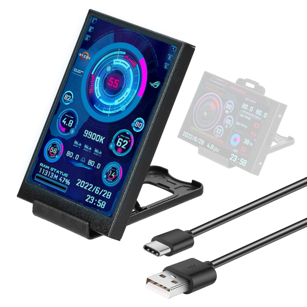 3,5 tommers IPS-skjerm USB sekundærskjerm datamaskiner CPU GPU RAM HDD skjerm tid dato skjerm horisontal vertikal skjermbryter  (FMY)