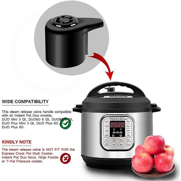 Höyrynpuristusventtiilin kahvan korvaus Instant Pot Duo/Duo Plus 3, 5, 6 ja 8 Quart, Mini 3 Qt, Duo50 5 Qt, Duo/Duo Plus 60 6 Qt ja Du -malleille (FMY)