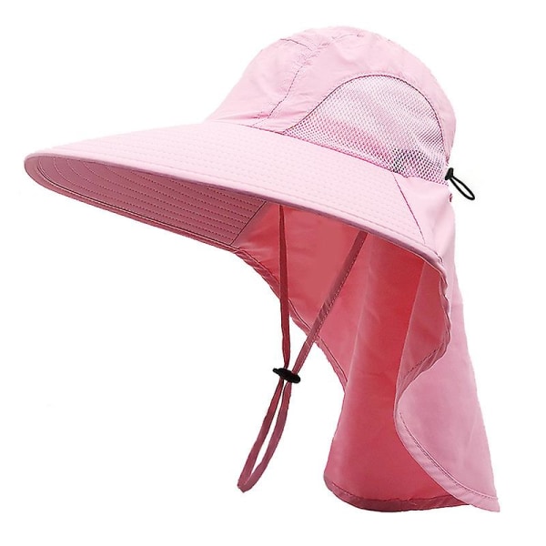 Utomhussolhatt för kvinnor med 50+ Upf-skydd Safarikeps Fiskehatt med bred cap med halsklaff, rosa (FMY)