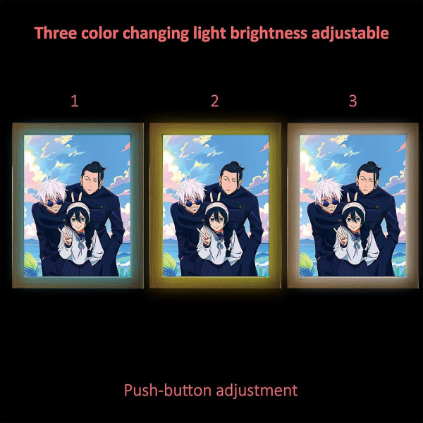 Jujutsu Kaisen LED-kunst - Gojo Satoru, Getou Suguru og Amanai Riko-utgave, USB-drevet, 3 lysmoduser (FMY)