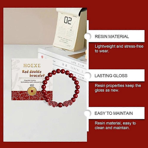 Feng Shui Cinnabar Armband för Kvinnor, Cinnabar Pulver Feng Shui Armband (FMY)