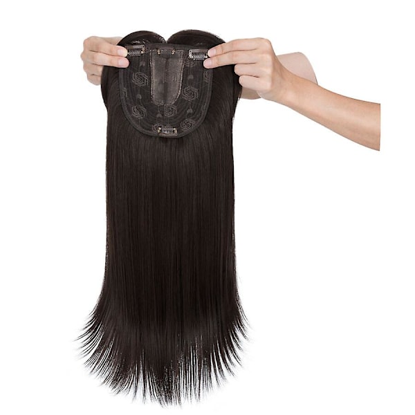 Lang Rett Clip-In Topp med Pannelugg Syntetisk Hår Parykker (FMY) dark brown 18inch