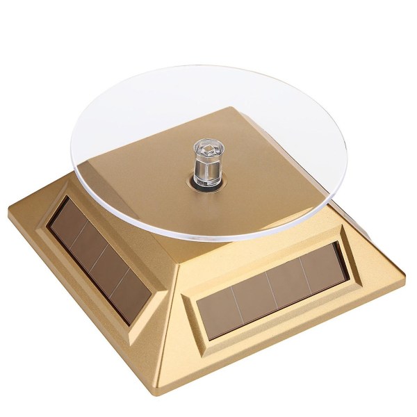 Solcelledrevet displaystativ 360 graders rotasjon energibesparende ABS roterende plattform displaybase for utstillingsvindu (FMY) Golden