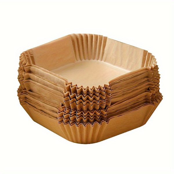 50-pack Non-Stick Bakpapper för Airfryer - Enstaka Ark, Miljövänliga, Mikrovågsugnssäkra, Lätt att Rengöra för Bakning, Rostning, Kommersiellt Användning (FMY) Yellow