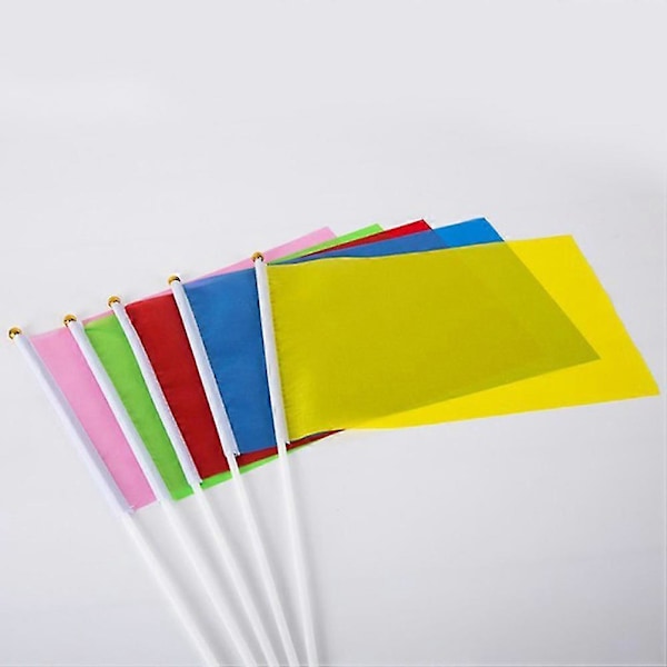 50 stk. Håndholdte firkantede flag ensfarget mini flag festartikler feiringsflagg (gul) (FMY)