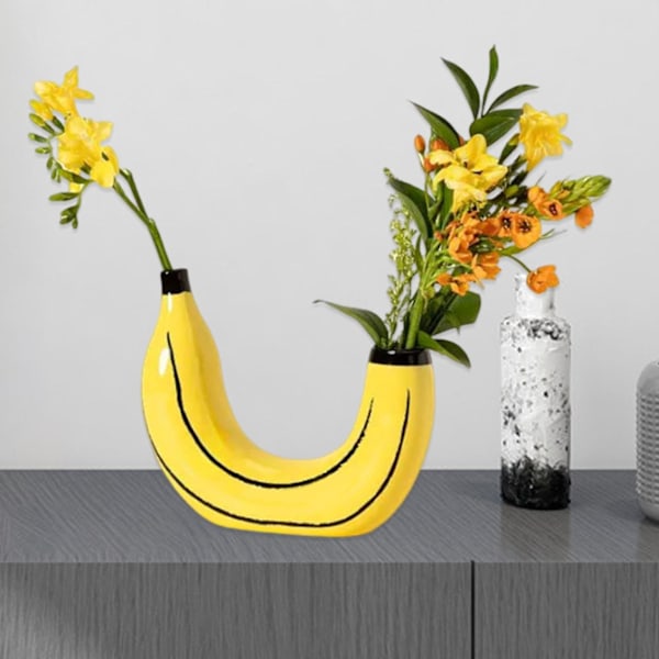 Blomvas   Ingen blekning Dubbelhuvuddesign Dekorativ blomsterarrangemang Bananvas Ornament  (FMY) Banana