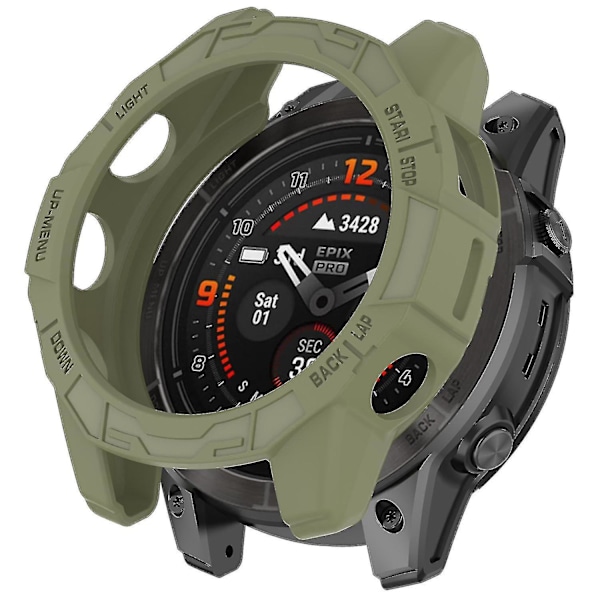 TPU Klockfodral för Garmin Epix Pro (gen 2) 47mm/Fenix 7 Pro/Fenix 7, Repskyddande Ihåligt Skydd (FMY) Jungle Green