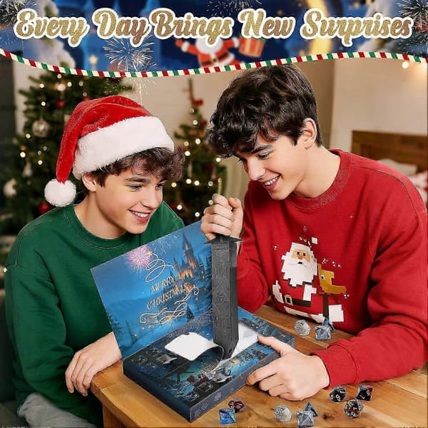 2026 DND Terninger Julekalender - 24 Dagers Jule Nedtelling med Polyhedrisk Terning Sett Bordspill for Dungeons & Dragons (FMY)