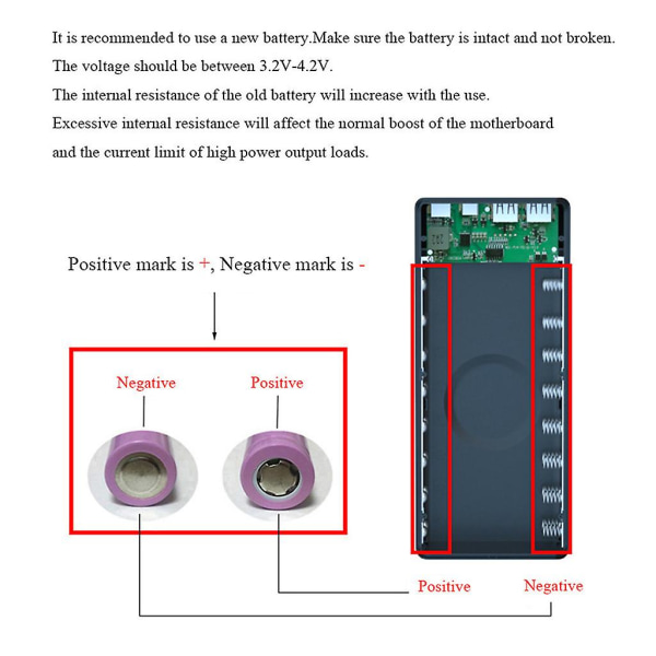 Aftagelig Lcd Qc3.0 Pd 16x18650 batteri til etui 5w/10w trådløs opladningsboks F (FMY)