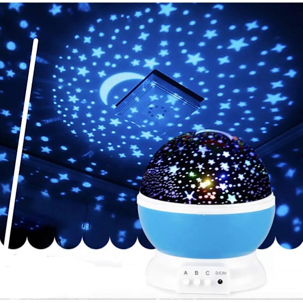 Projektor stjerneklar nattehimmel natlampe stjerneklar himmel månelys børn baby soveværelse lys roterende 2024 Ny (FMY) blue