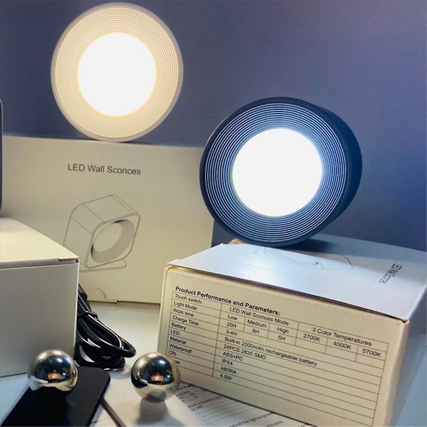 Led vegglampe USB oppladbar fjernkontroll trådløs veggmontert vegglampe for soverom lesing (FMY)
