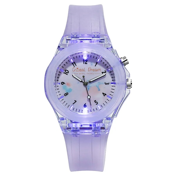 Nya Sport Barnklockor För Flickor Pojkar Present Personlig Klocka Lättläst Barn Silikon Flash Quartz Armbandsur Reloj Infantil(FMY) PURPLE