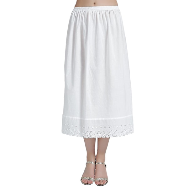100% Bomulls Dame Halv Slip Underskjørt Vintage Skjørt Forlenger Med Blonder Broderi -AA  (FMY) XXL