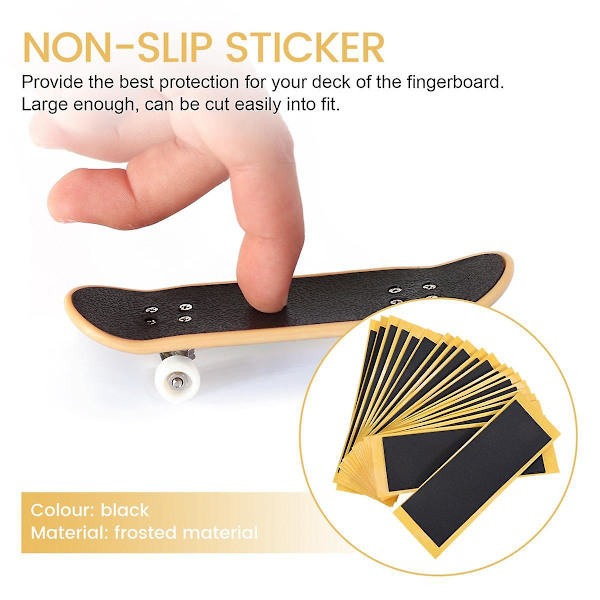 20 stk./parti Sort Træ Fingerboard Deck Udskåret Tape Stickers Sort Skum Greb Tape Stickers 38mm*110mm  (FMY) black