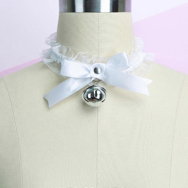 Makea Choker-kaulakorut Seksikäs Kiiltävä Kello Rypytetty Elegantti Kissan Koristeet Prom  (FMY) White