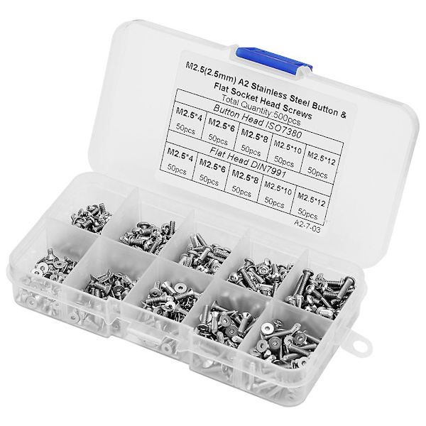 M2.5*4M2.5*6M2.5*8M2.5*10M2.5*12 Knap TFlade Hoved Hex Socket Skruesæt - 500stk  (FMY)