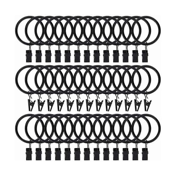 40 kpl Ruostumattomasta Teräksestä Valmistetut Mattapintaiset Verhokierrokset Leukojen Kanssa, Verhokierrokset (3,8 cm (FMY) Black