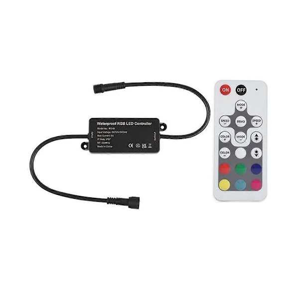 RGB LED-kontroller Dimmer LED-kontroller DC12-24V, RGB fargerik LED-lys med lyslistlampe-kontroller Dimmer (FMY) Black