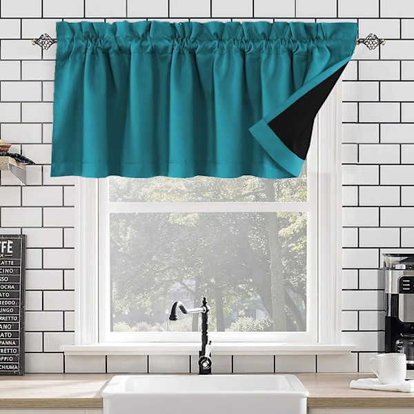 2 stk Gardin Topp Dekor Lysblokkerende Moderne Elegant Ensfarget Svart Belegg Stue Soverom Vindu Topp Deksel Hjemmetilbehør Kaesi (FMY) Wine Red