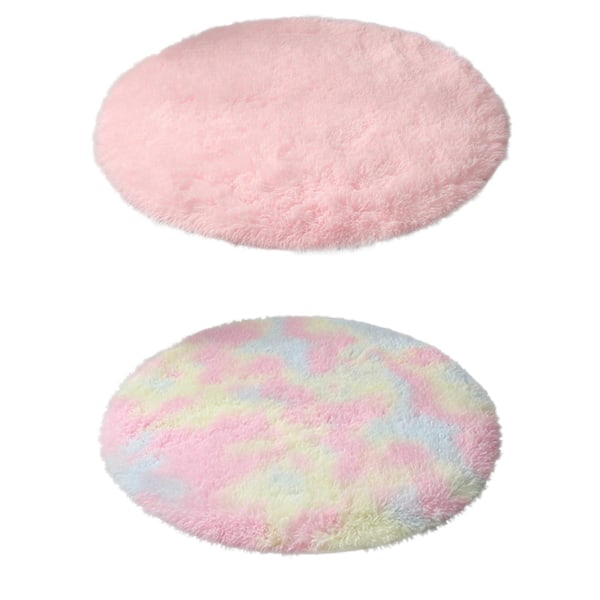Rosa Rundt Teppe for Jenterom, Mykt Sirkelteppe (FMY) Multicolor