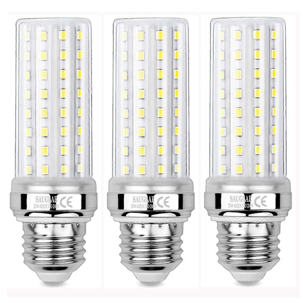 3 kpl 20W LED-maissinvalaisimia, 150W vastaava hehkulamppu, 2300LM, 4000K neutraali valkoinen, E27 Edison-kierrelamput (FMY)