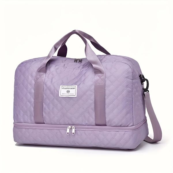 Luksusinen suuri matkalaukku - Tyylikäs ja kestävä vedenpitävällä osastolla, monipuolinen kanto, kuiva-märkäerotus ja kätevä sivutasku (FMY) Light Purple