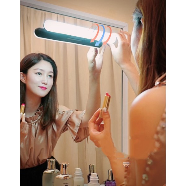 Speilfrontlys Gratis stansing Led Makeup Fill Skrivebordslampe Oppladbar skrivebordslampe Baderomsspeilfrontlykt, tre-trinns dimming (FMY)