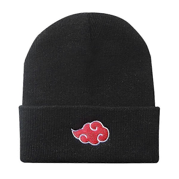 Vintermjuk Stickad Beaniehatt Anime Naruto Akatsuki Röd Moln Broderad Keps (FMY) Black