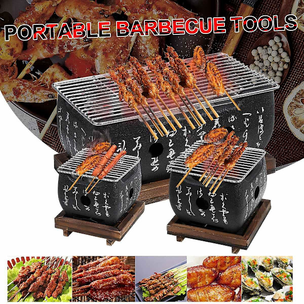 Japansk BBQ Grill Kullgrill Grillpaner Aluminium Legering Innendørs Utendørs BBQ Grillpanne S  (FMY) Black