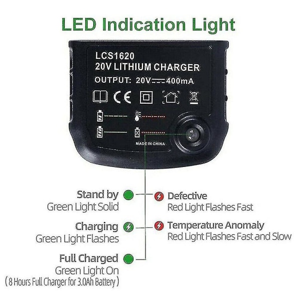 10,8v 14,4v 20v Batterilader til Black&decker Li-ion Batteri Udskiftning Elektrisk Boremaskine Skruetrækker Power Tools Batteri EU Stik Lbx20  (FMY)