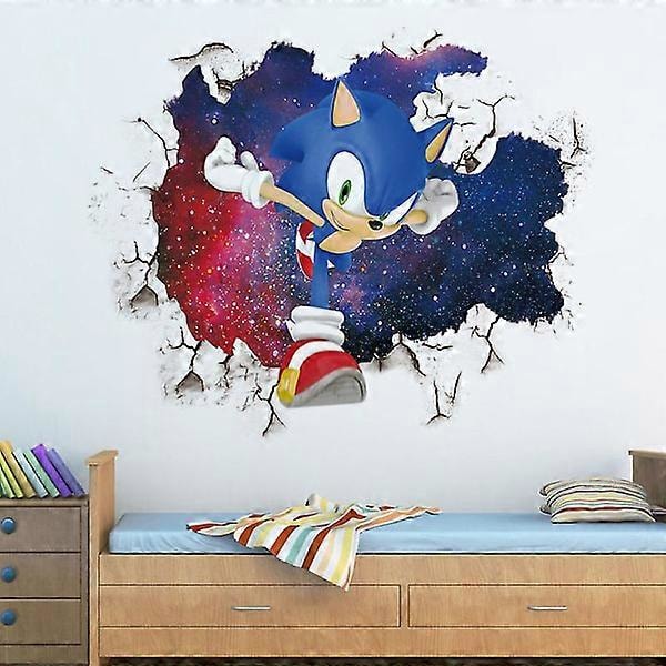 3D Sonic Väggdekal Barnrum Graffiti Dekoration 3D Brok (FMY)
