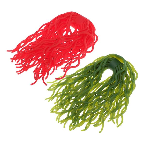 2 Bundter Fluebindings Ormekropsmateriale Squirmy Wormy Kroppe 120 Ben Grøn Rød