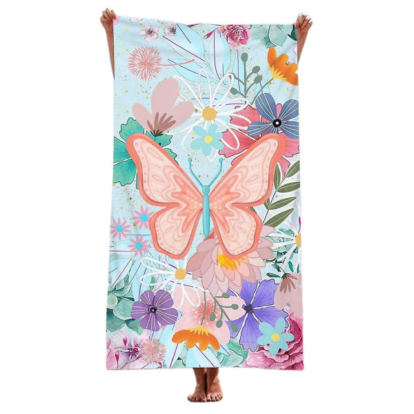 Butterfly strandhåndkle for jenter, 63"31" bassenghåndkle Supermykt sommerfuglhåndkle, ideell gave til kvinner, mamma, bestevenninne (FMY)