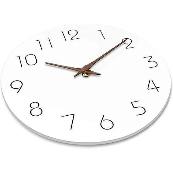 Hjemmeinnredning Stille Treveggklokke Uten Tikkelyd 25 cm (A Style) (D-583-A) (FMY) white 1