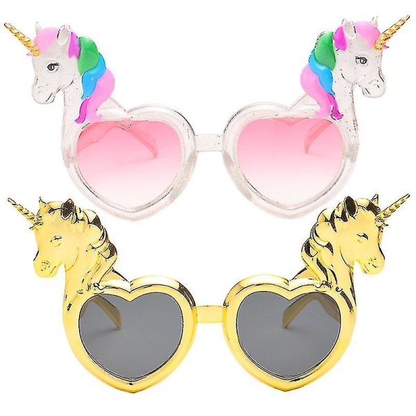 2 stk Unicorn Glasses Spoof Dance Party Glass Funny Lovende Heart Prop Glas til Kvinde (tilfældig stil)