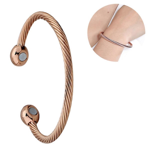 Magneettinen kuparirannekoru terapiaan, nivelreuman kivunlievitykseen, magneettinen rannekoru (FMY) Rose gold