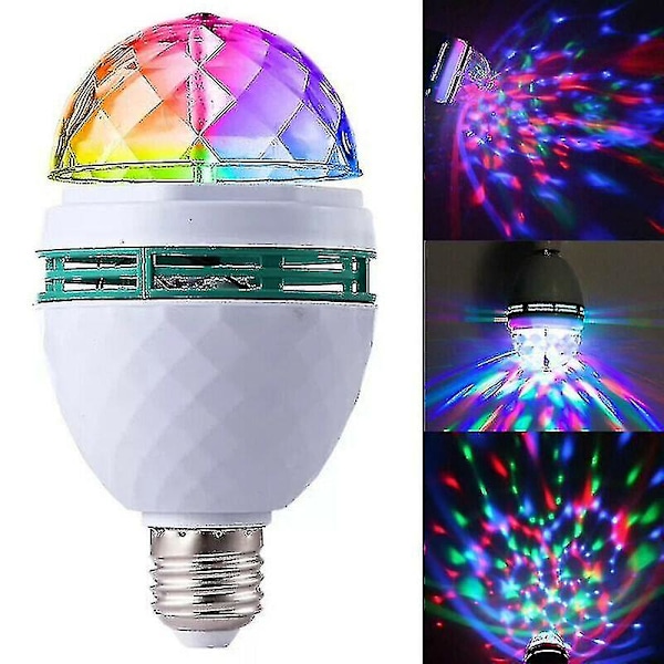 3W Automatisk Roterende Krystallkule RGB LED Scene Lys Pære Lampe DJ Disco Party - du (FMY)