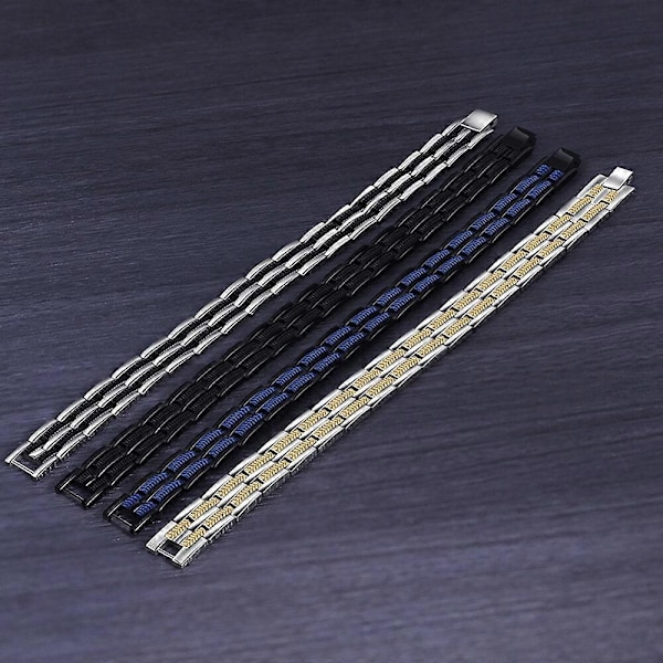 1 stk Mænds Mode Aftagelig Titanium Stål Magnet Magnetisk Terapi Armbånd Til Sundhedspleje Anti- (FMY) Gold Silver
