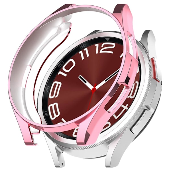 Til Samsung Galaxy Watch6 Classic 47mm Halv-Indpakket Elektroplettering TPU Smartwatch Ramme Case (FMY) Pink Samsung Galaxy Watch6 Classic
