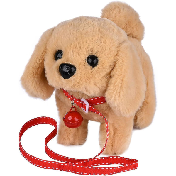 Plush Puppy Leksakshund Elektronisk Interaktiv Hundpromenad, Barkande, Svansviftande, Sträckande Kamratdjur För Barn (FMY) Golden Dog