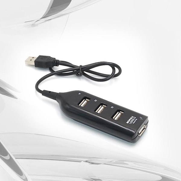 USB A Hub 4-ports USB Hub Slank Bærbar Datahub Usb Adapter Laptop USB HUB Usb Hub Laptop Usb Hub Datamaskin (FMY) Black