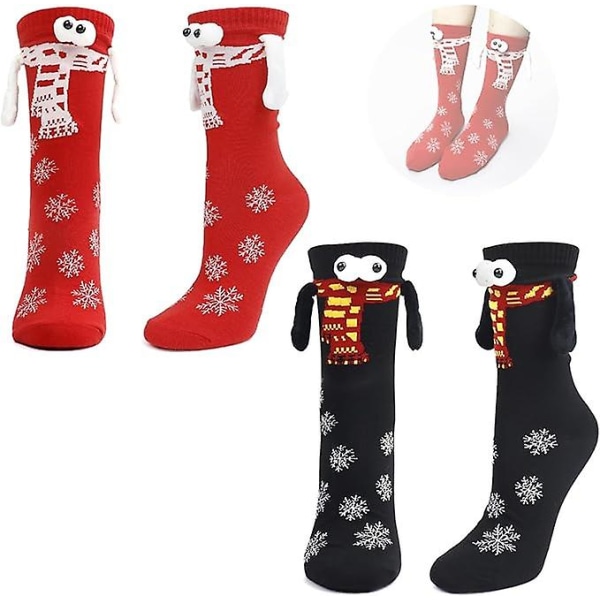 Hauskat sukat, 2 kpl Magneettiset käsi kädessä sukat naisille, miehille, mustavalkoinen magneettinen hauska sukka, uutuussukat, outoa tavaraa (FMY)