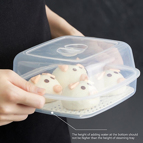 Mikrovågsugnsångare Plastkokkärl med Lock för Ångade Bullar Dumpling (FMY)