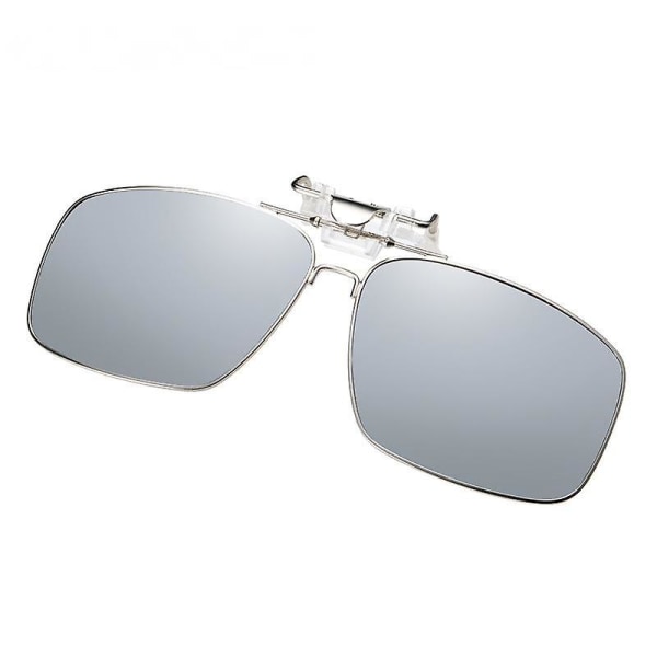 Polarisert klips på solbriller rammeløs flip-up linse for reseptbelagte briller-sølv (FMY)