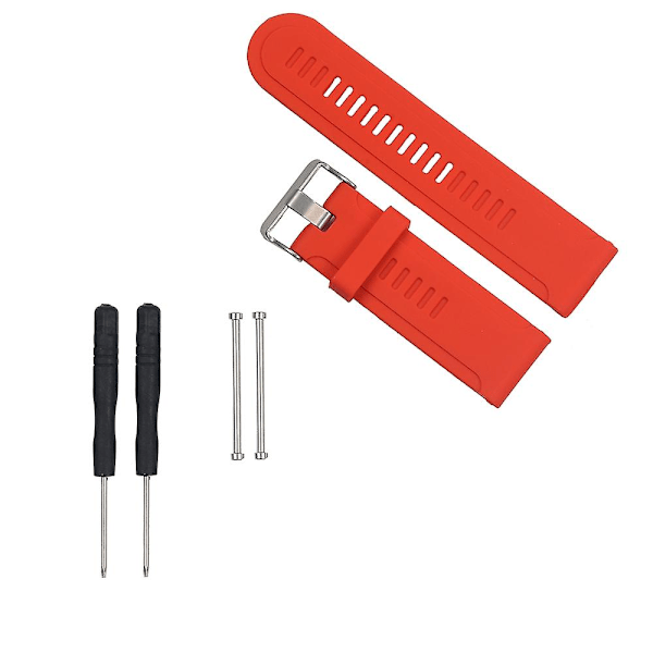 Mjuk Silikonarmband för Garmin Fenix 3/Fenix 3 HR/Fenix 2 etc + Luggar Adaptrar + Verktyg (FMY) Red Other Phone Models