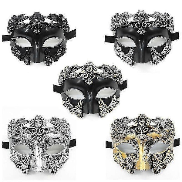 Antikk Gresk Spartan Kriger Romersk Maskerademaske Menn Venetiansk Maske Bryllupsballmaske Mardi Gras Maske (FMY) Silver
