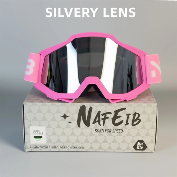NAFEIB Motorsykkelbriller N17 Motocross Sykkelbriller Utendørs Off-Road Ski Sport MTB ATV Dirt Bike Racing Briller (FMY) GN-RED
